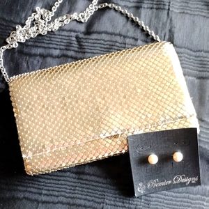 Jessica Mc Gold Glitz Handbag + Earrings